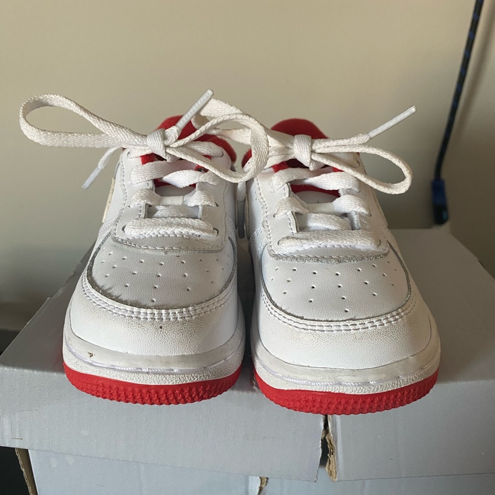 Toddler Size White & Red Air Force 1